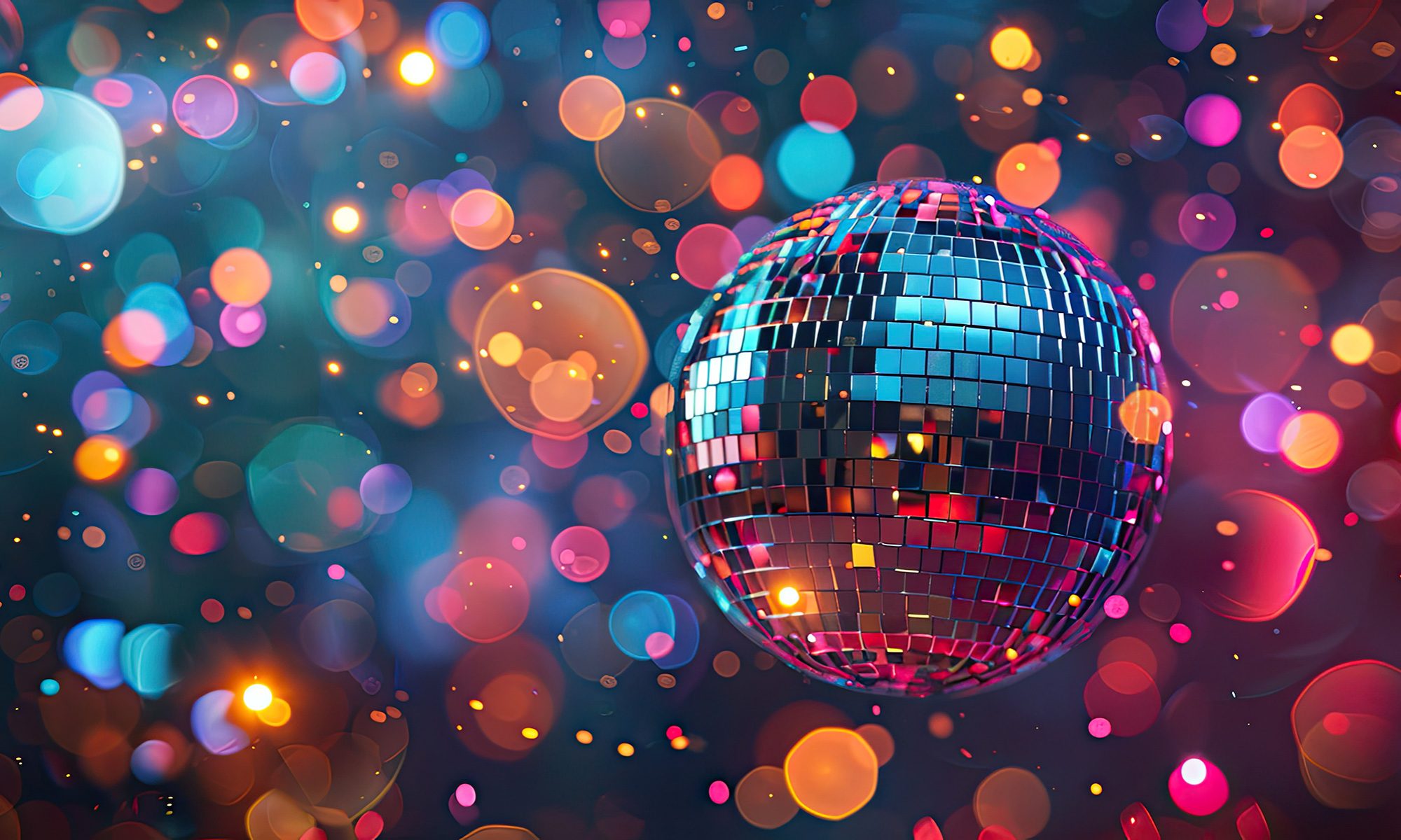 Discokugel in rötlich und blau